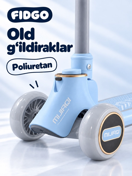FIDGO bolalar samokati, Bluetooth va buklanadigan rul bilan