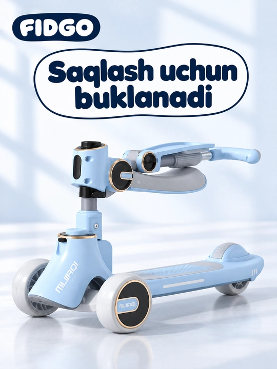 FIDGO bolalar samokati, Bluetooth va buklanadigan rul bilan