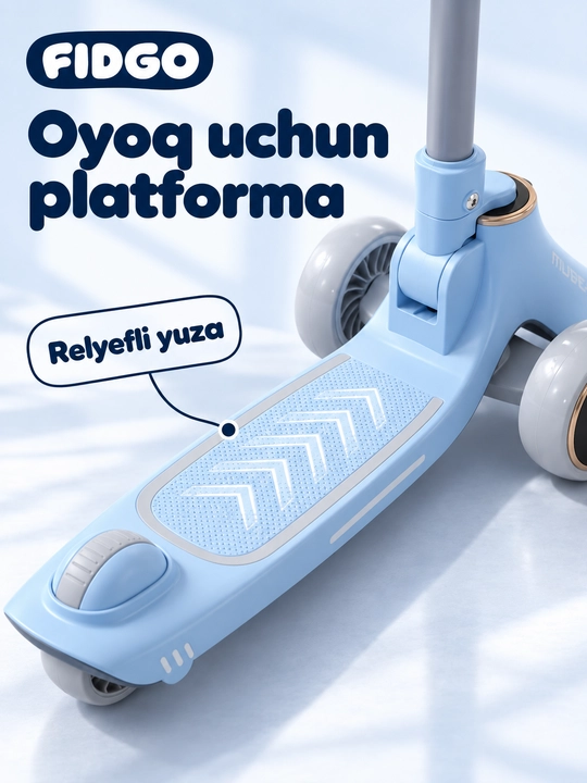 FIDGO bolalar samokati, Bluetooth va buklanadigan rul bilan