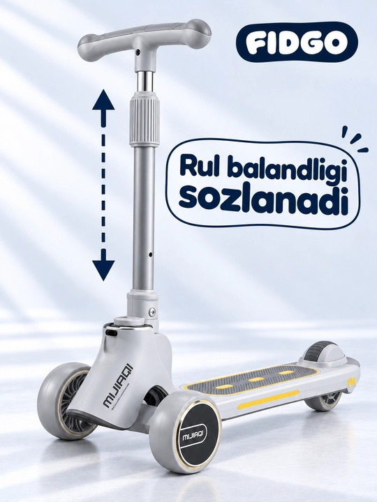 FIDGO bolalar samokati, Bluetooth va buklanadigan rul bilan