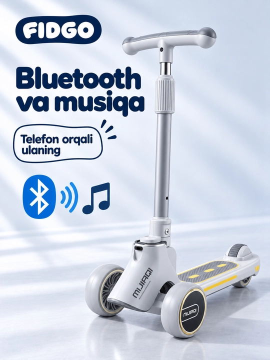 FIDGO bolalar samokati, Bluetooth va buklanadigan rul bilan