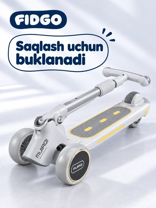 FIDGO bolalar samokati, Bluetooth va buklanadigan rul bilan