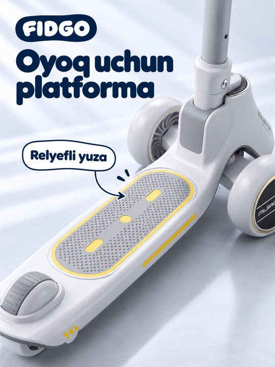FIDGO bolalar samokati, Bluetooth va buklanadigan rul bilan