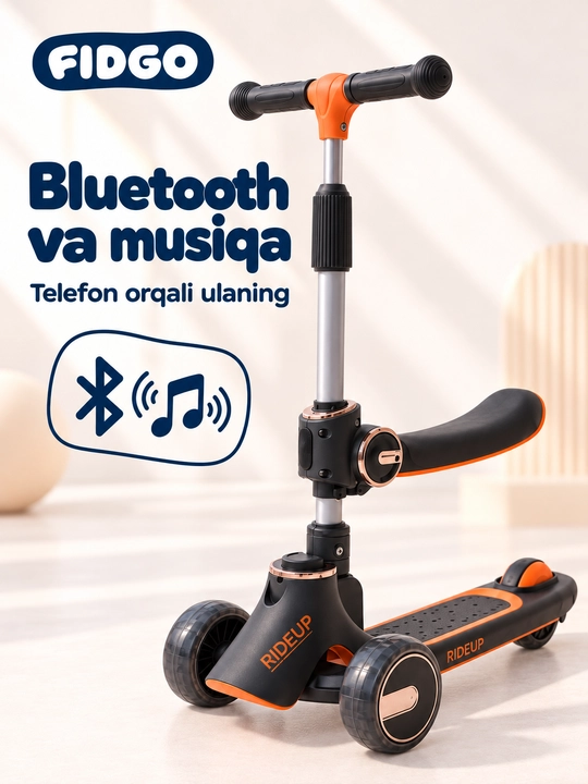 FIDGO bolalar samokati, Bluetooth va buklanadigan rul bilan