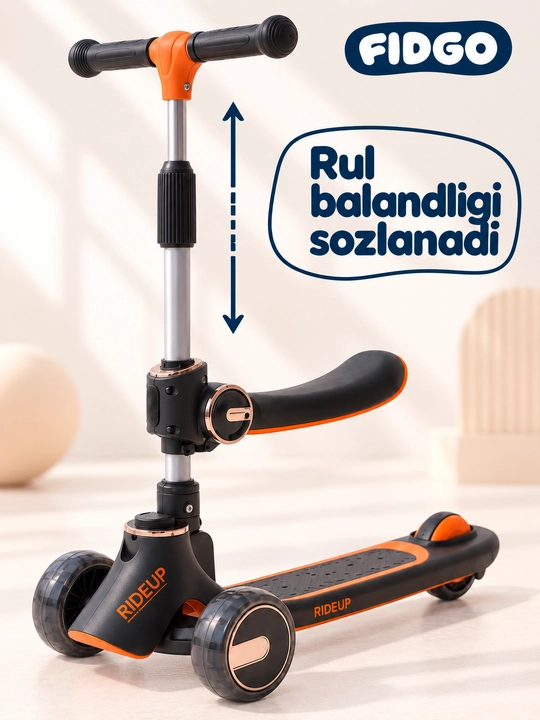 FIDGO bolalar samokati, Bluetooth va buklanadigan rul bilan