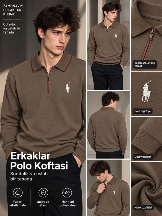 Erkaklar uchun zamonaviy polo koftasi (zamokli) - 