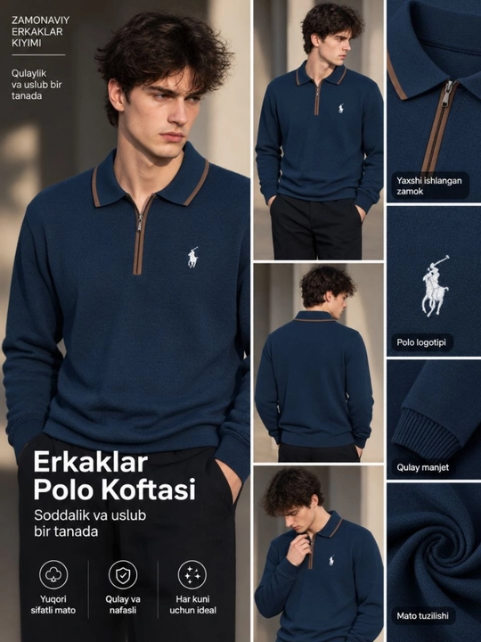 Erkaklar uchun zamonaviy polo koftasi (zamokli) - 