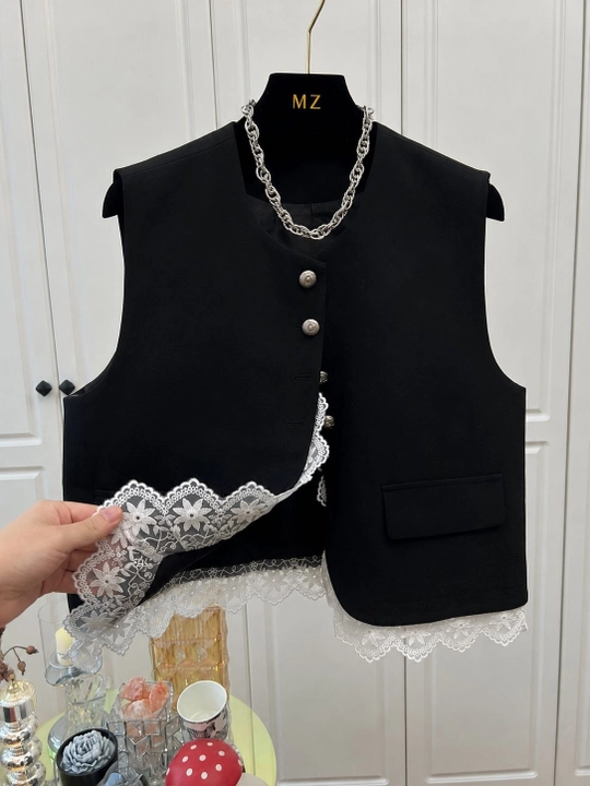 Klassik qora jilet, ofis uslubidagi jilet, premium ayollar jileti, jaket, yengsiz