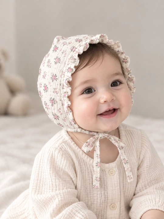Bolalar va chaqaloqlar uchun paxta va muslin matodan bahorgi, kuzgi qalpoqcha, chepchik