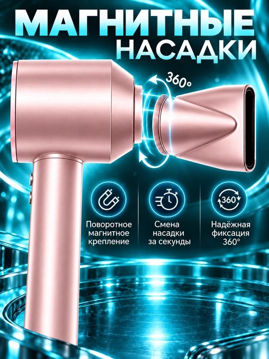 Фен для волос, профессиональный стайлер для сушки и укладки, с насадками, 5 в 1