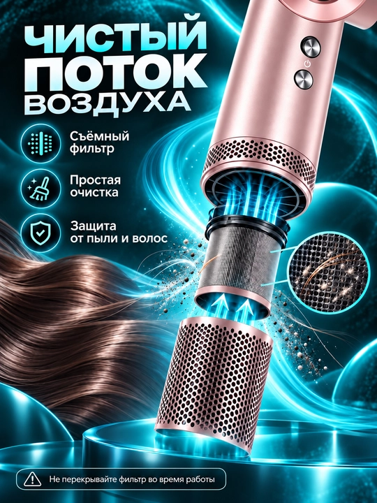 Фен для волос, профессиональный стайлер для сушки и укладки, с насадками, 5 в 1