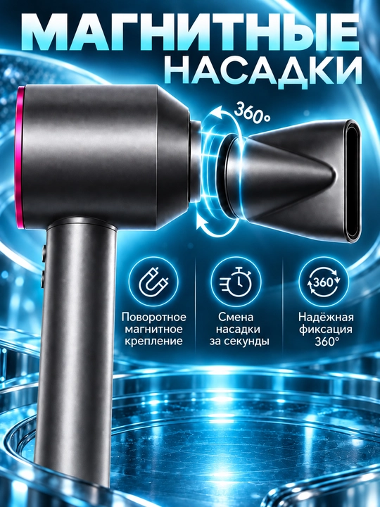 Фен для волос, профессиональный стайлер для сушки и укладки, с насадками, 5 в 1