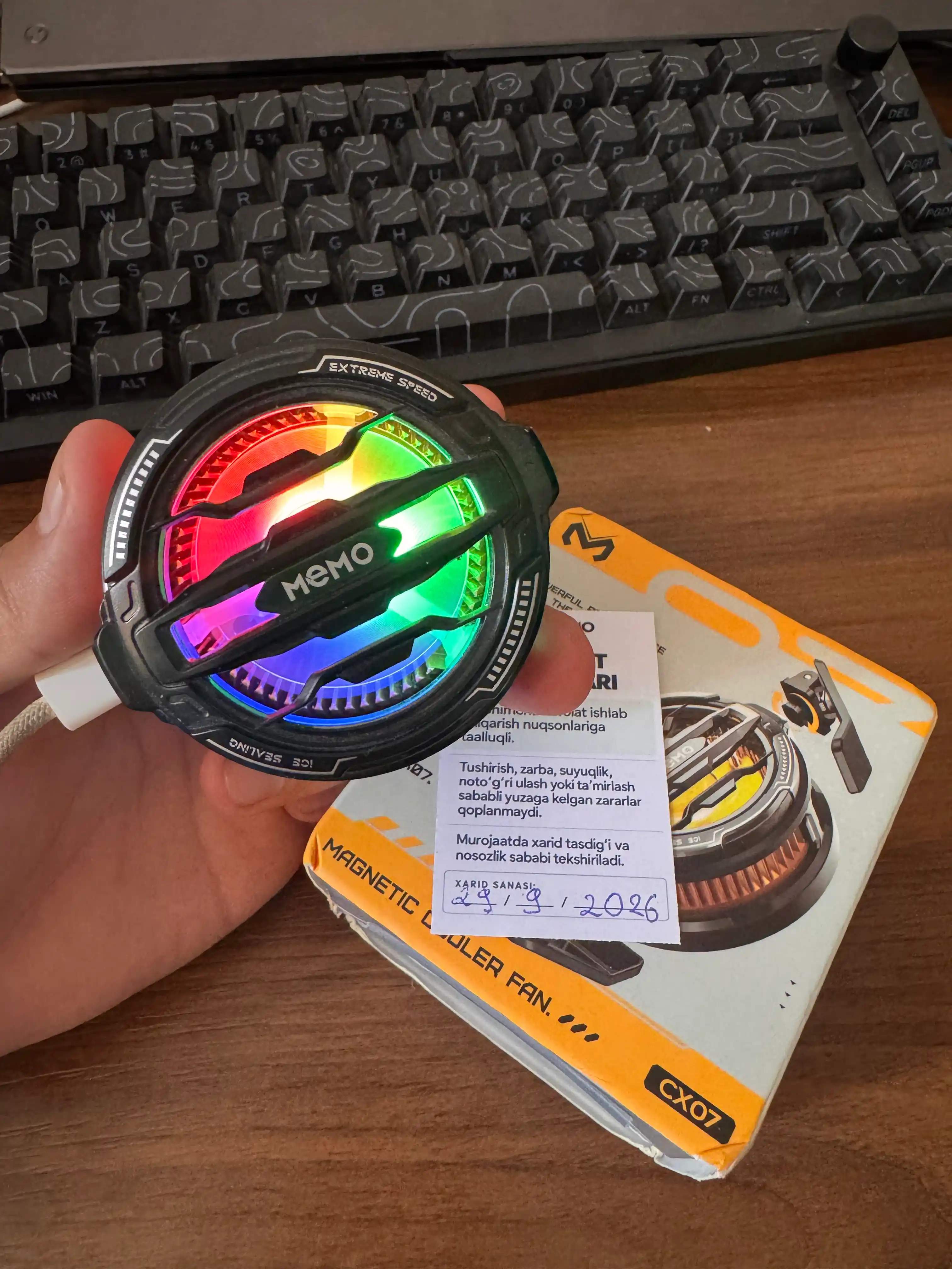 Игровой кулер для телефона MEMO CX07, охлаждение смартфона 15 Вт, магнитный, RGB