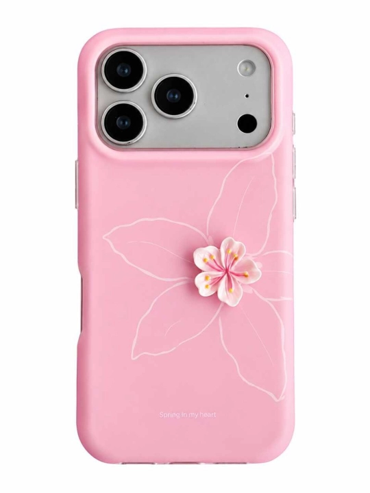 Чехол для iPhone 15 Pro Max / 16 Pro Max / 17 Pro Max с дизайном розовое сердце - 