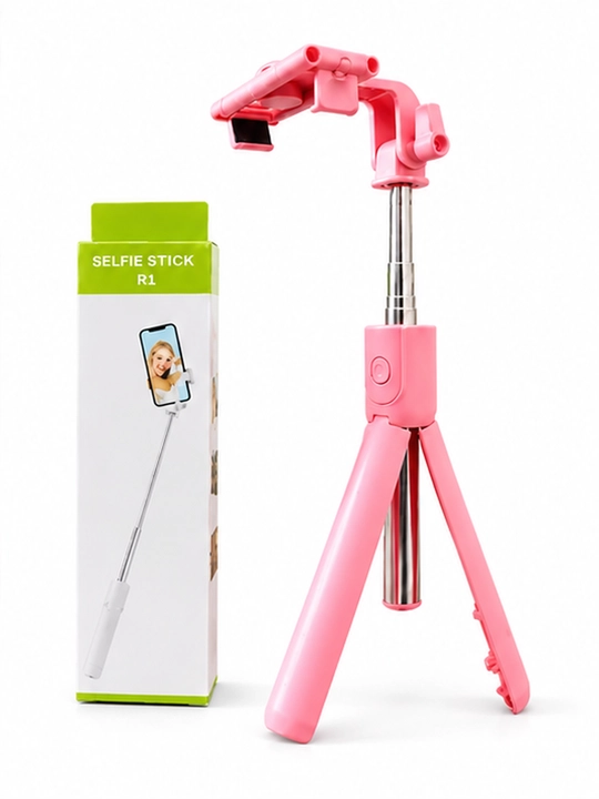 Bluetooth bilan jihozlangan R1 3 ta 1 da selfi tayoqchasi, monopod va shtativ, 70 sm, qora