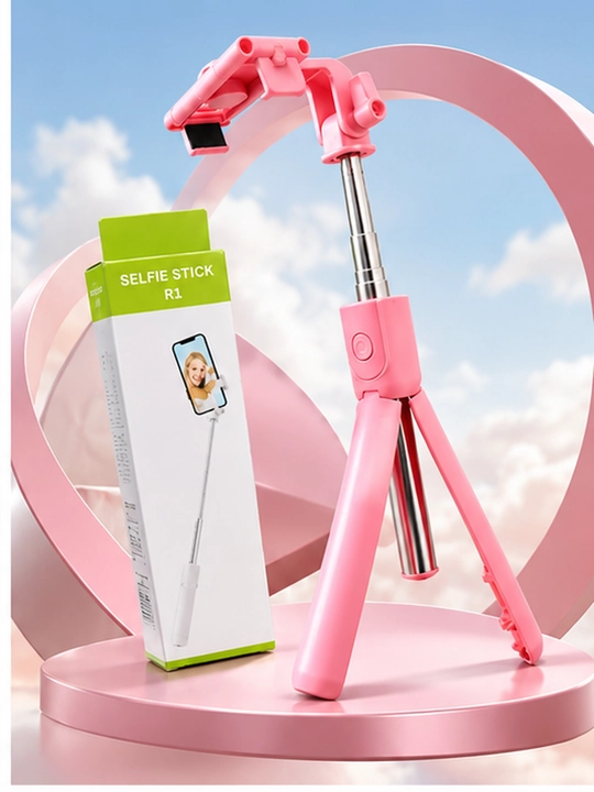 Bluetooth bilan jihozlangan R1 3 ta 1 da selfi tayoqchasi, monopod va shtativ, 70 sm, qora