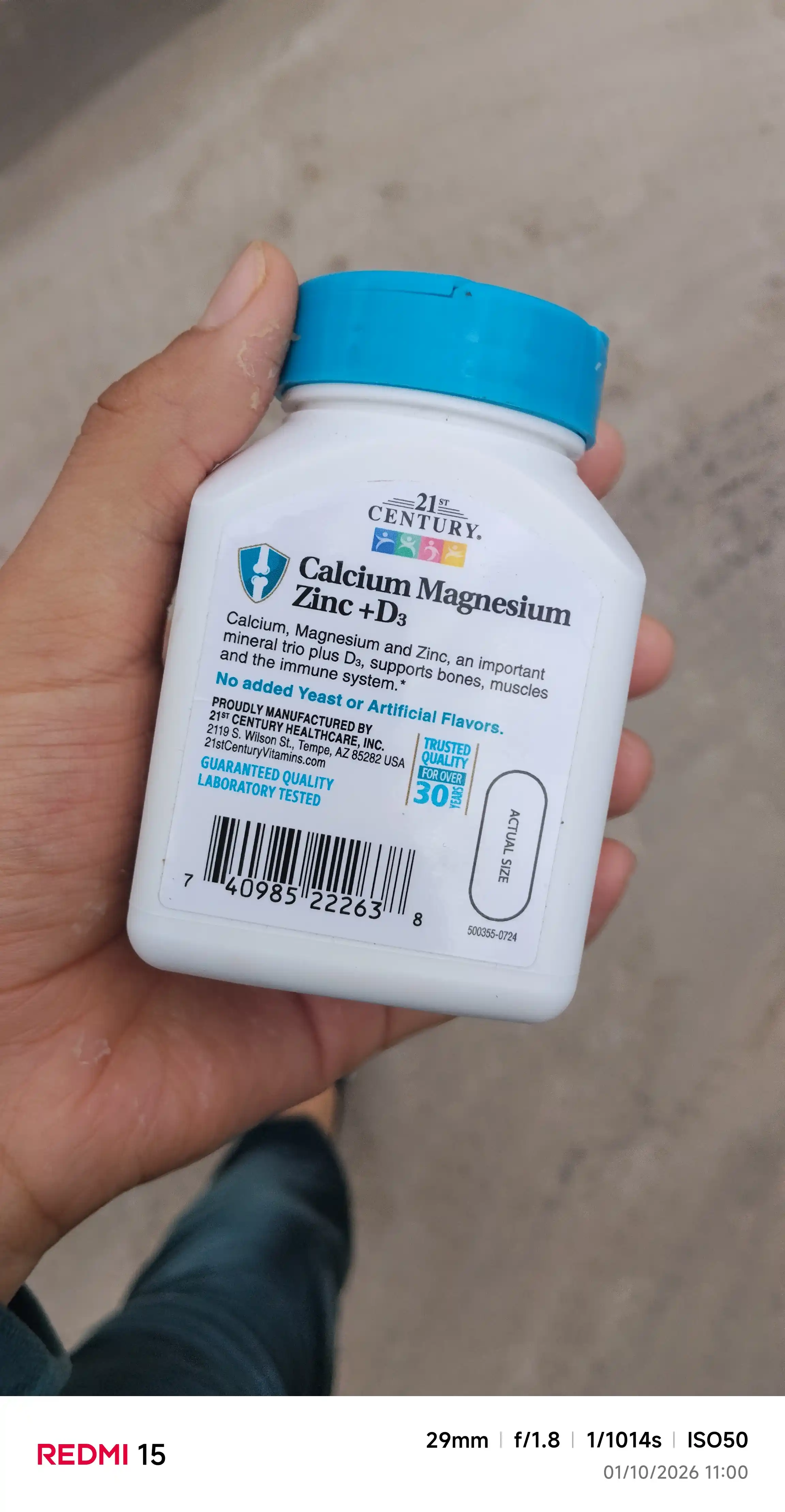 Кальций, Магний, Цинк, Витамин д3, 21st Century Calcium Magnesium Zinc + D3, 90 таблеток, Халяль