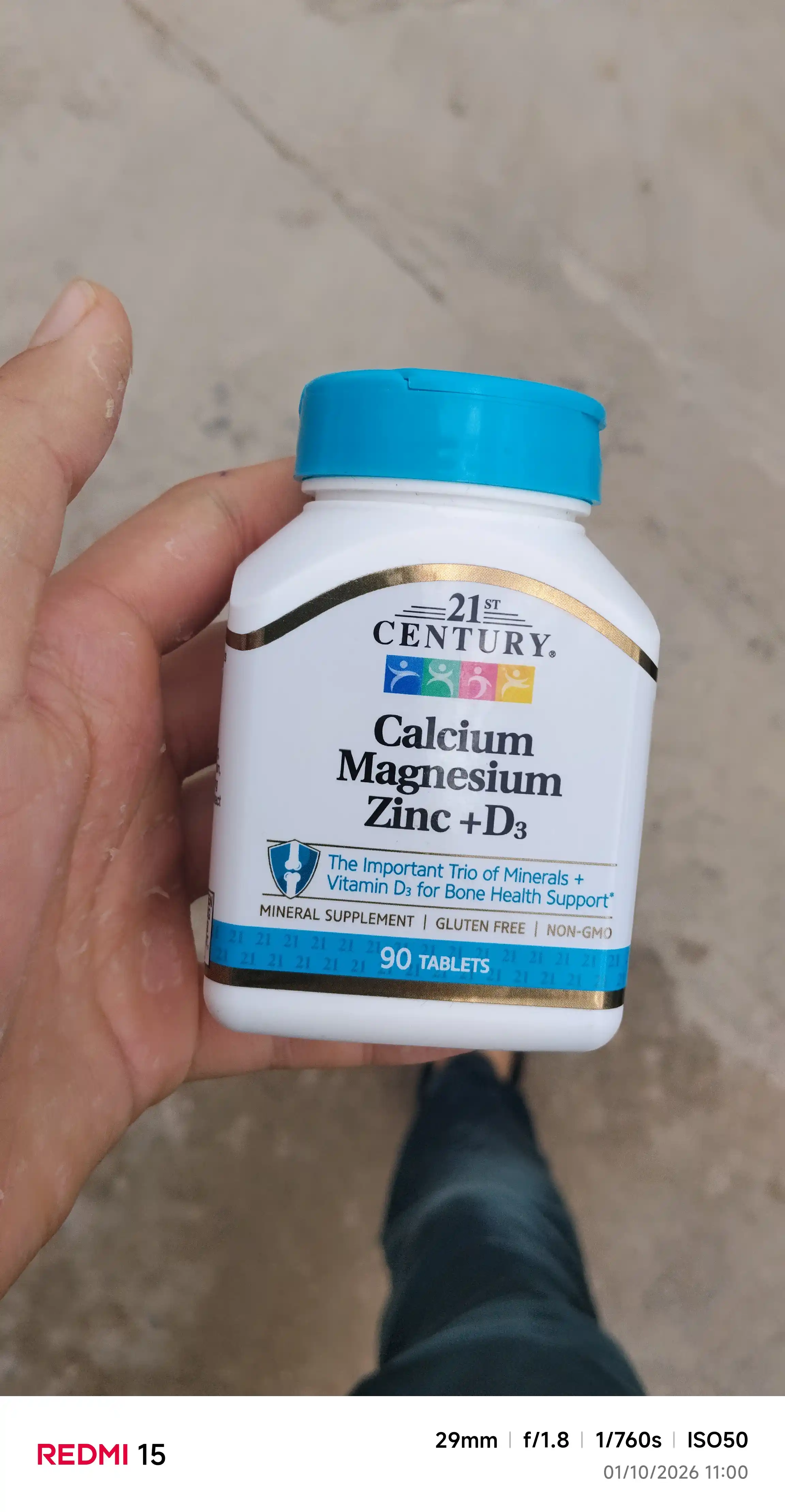 Кальций, Магний, Цинк, Витамин д3, 21st Century Calcium Magnesium Zinc + D3, 90 таблеток, Халяль