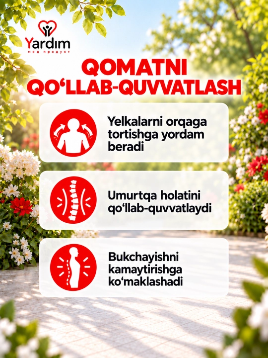 Orqa va yelkani tik tutish uchun qomat korrektori, model Y-10032