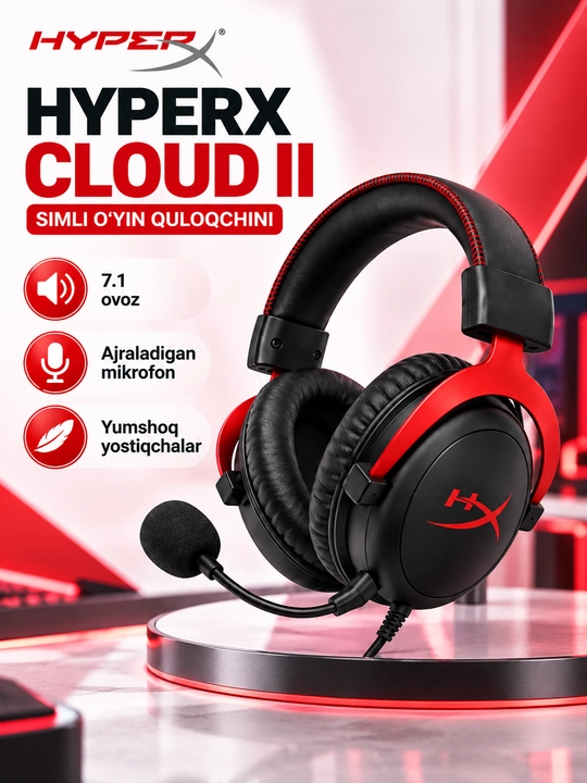 HyperX Cloud II o‘yin garniturasi - 