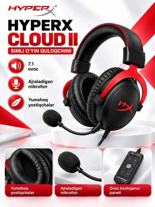 HyperX Cloud II o‘yin garniturasi