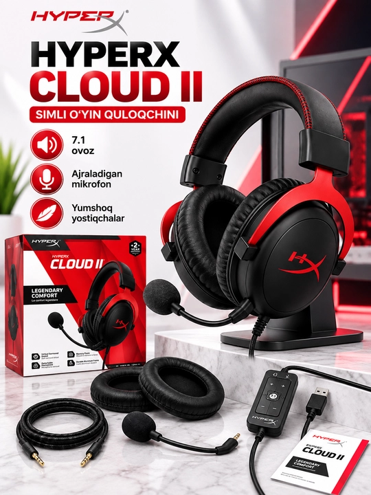 HyperX Cloud II o‘yin garniturasi