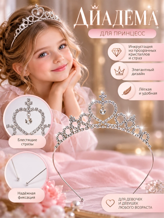 Диадема для девочки, ободок для волос, корона - 