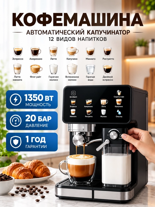 Kofe mashina Duvel, 1350W, Kofe mashina uy va ofis uchun koffe aparat
