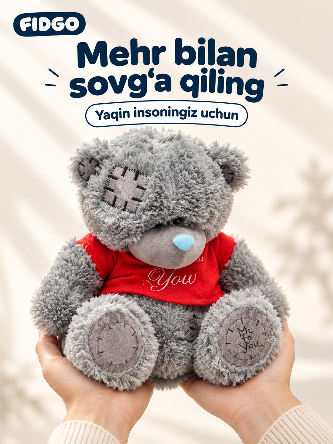 Мягкая игрушка мишка Тедди FIDGO, 35 см, серый, в красной кофточке