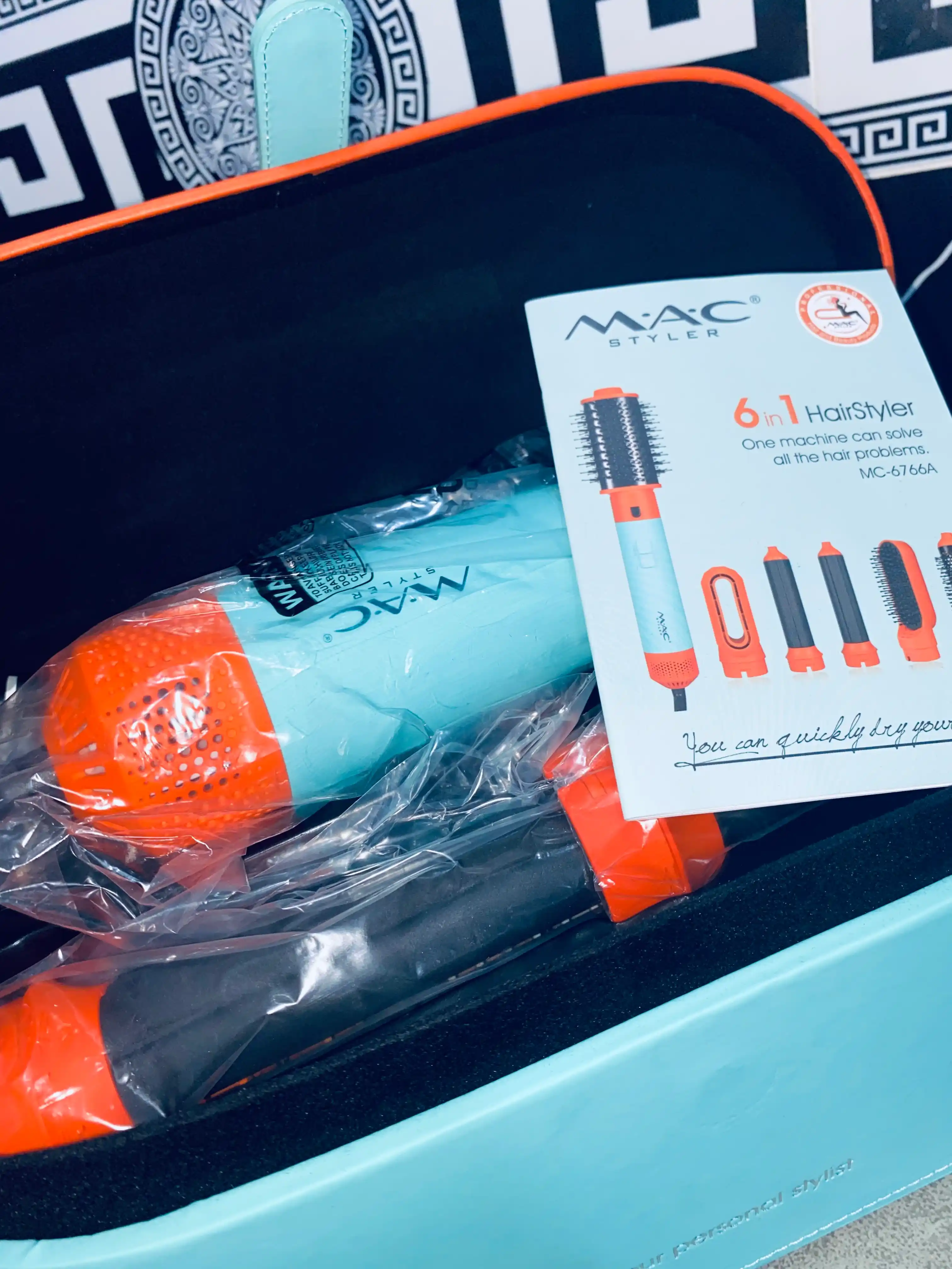 Фен-стайлер MAC Styler 5 в 1, профессиональный, синий, оранжевый