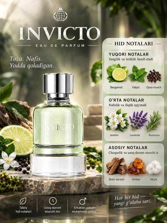 Invicto Eau de Parfum — мужской парфюм с сильным и привлекательным ароматом