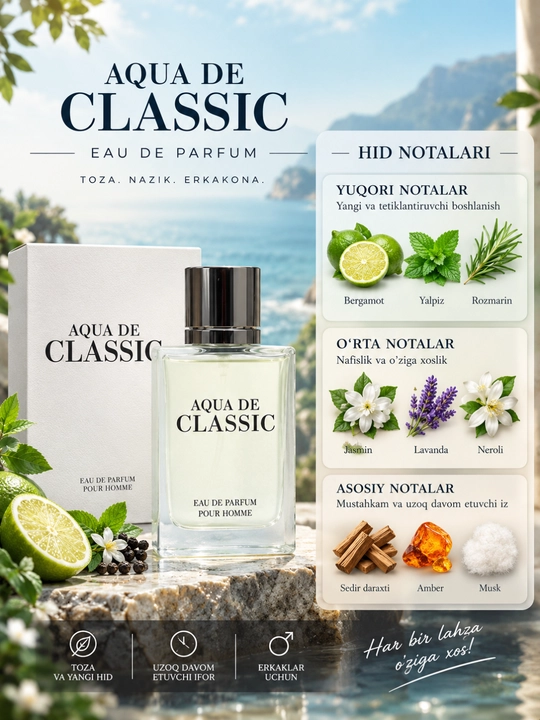Aqua di Ede Essencia de Flores Eau de Parfum — erkaklar atiri, yangi va jozibali hid
