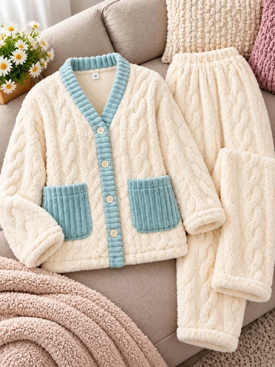 Pijama ayollar uchun qishki, issiq qalin momiq pijamalar, yangi pijama ayollar kiyimi