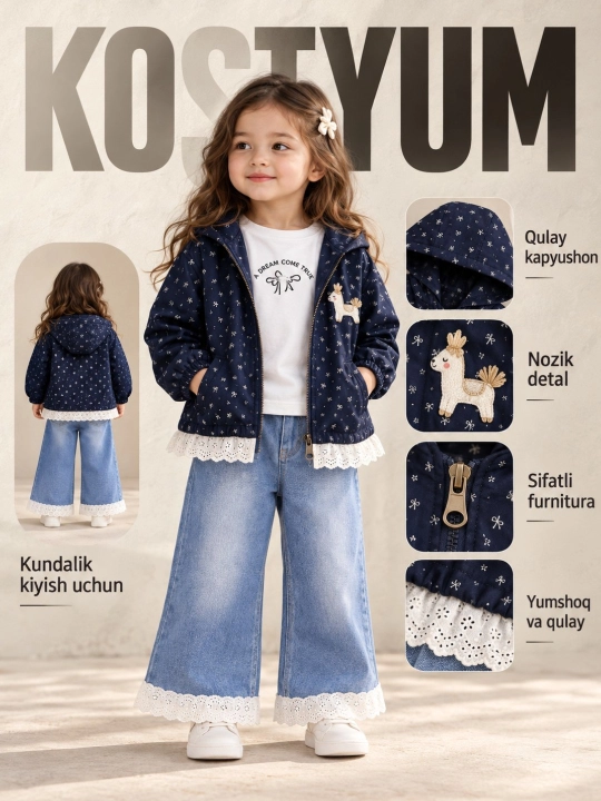Qiz bolalar uchun kuzgi kiyim toplami, qizchalar uchun kiyimlar - 