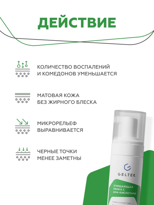 Очищающая пенка с AHA-кислотами Гельтек