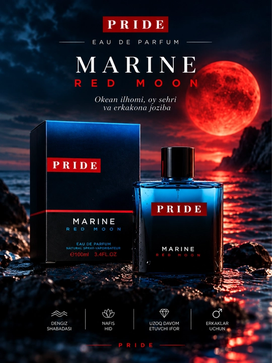 MARINE RED MOON — Qizil Oy Dengizi, nafis va sirli atir, Eau de Parfum - 