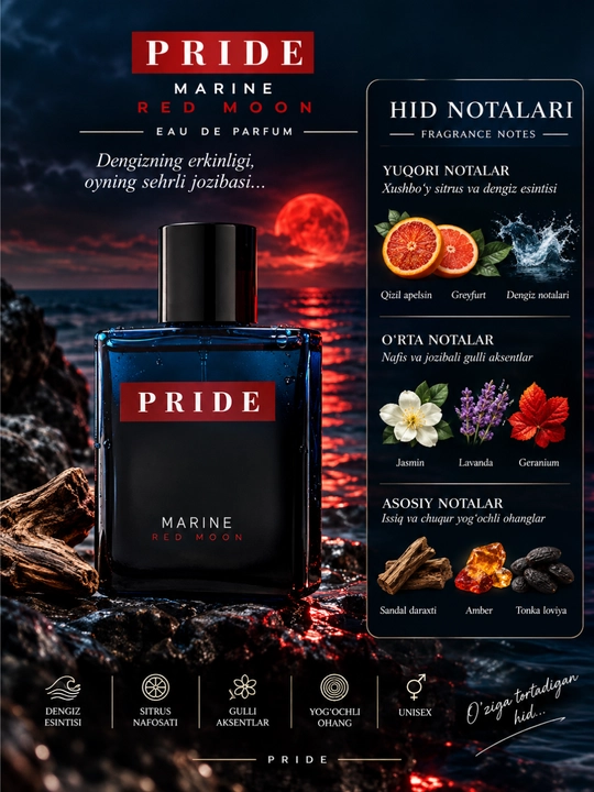 MARINE RED MOON — Qizil Oy Dengizi, nafis va sirli atir, Eau de Parfum