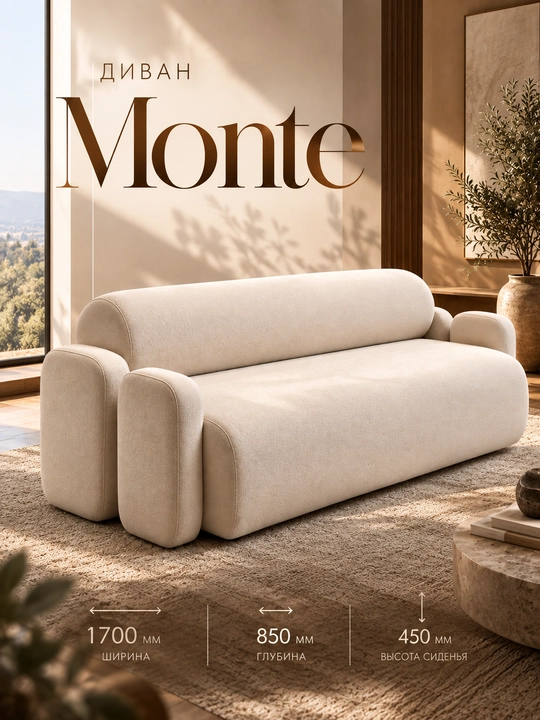 Диван Monte My Sofa - мягкий дизайнерский диван для стильной и уютной гостиной - 