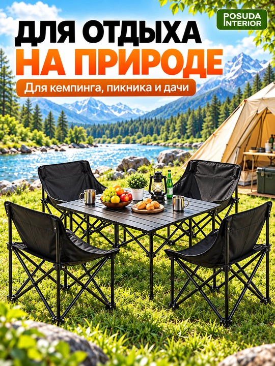 Стол и стулья, комплект для пикника 1 стол и 6 стульев