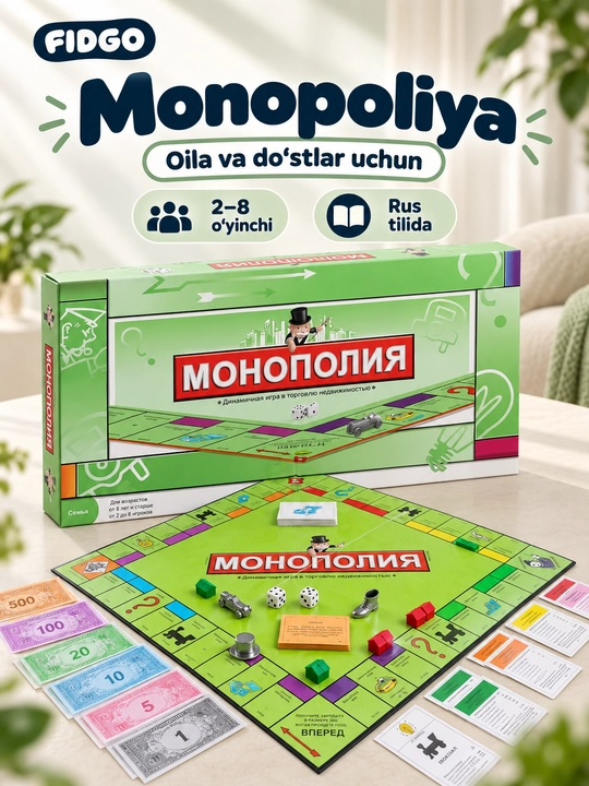 Настольная игра Монополия DOM PLAY, экономическая игра для семьи и друзей, на русском