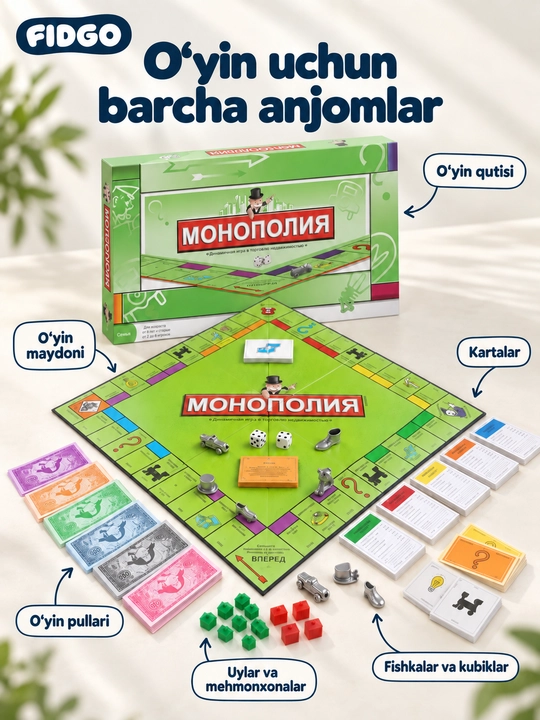 Настольная игра Монополия DOM PLAY, экономическая игра для семьи и друзей, на русском