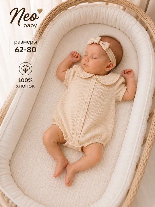 Песочник для девочки, Neo baby, 100% хлопок - 