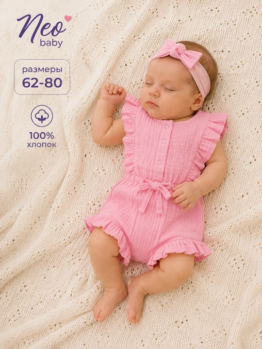 Песочник для девочки, Neo baby, 100% хлопок - 