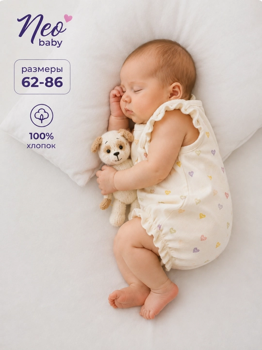 Песочник для девочки, Neo baby, 100% хлопок - 