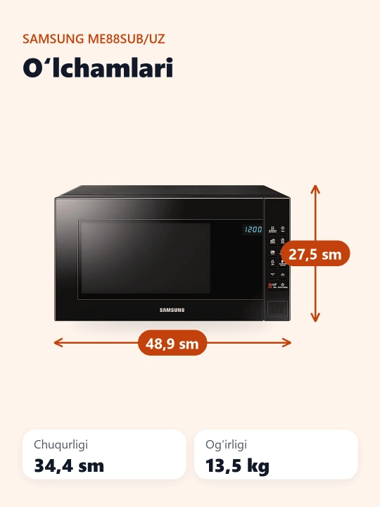 Mikroto'lqinli pech Samsung ME88SUB/UZ