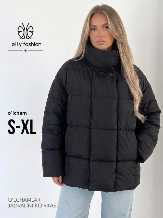 Kurtka ayollar uchun qishki oversayz uzun, puxovik — ELLY FASHION - 
