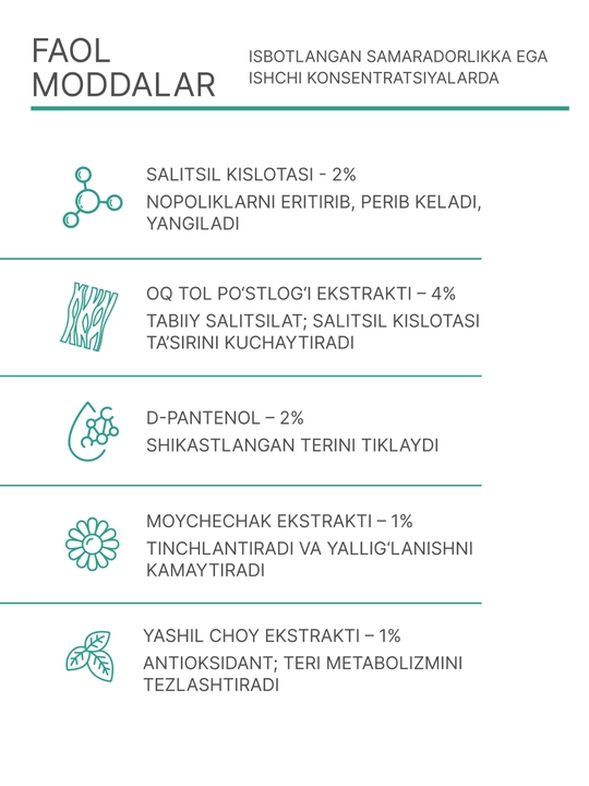 Salicylic 2% Geltek po‘st tashlovchi losyoni