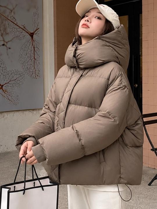 Ayollar qishki kapyushonli kurtkasi, ayollar kurtkasi, issiq, keng bichimli, zamokli