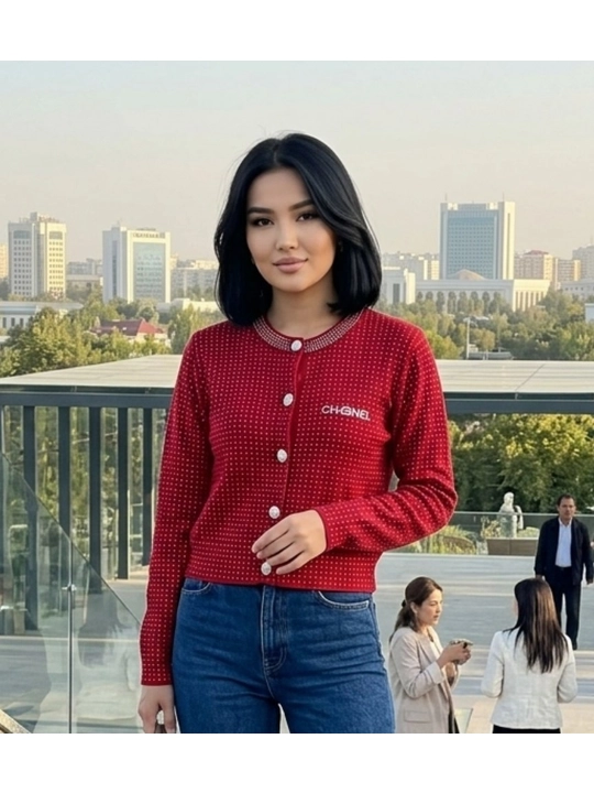 Ayollar sviteri, ayollar kardigani, toshli qizil kardigan, toʻqima kofta ayollar kiyimlari