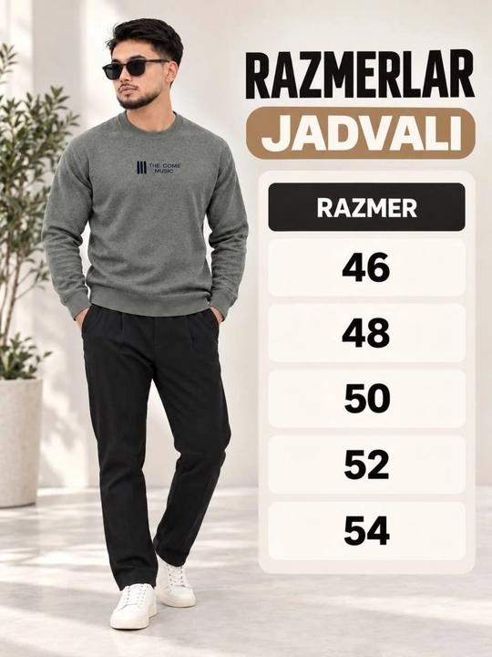 Erkaklar uchun bahorgi va kuzgi jemper, 46–54 o‘lchamlar